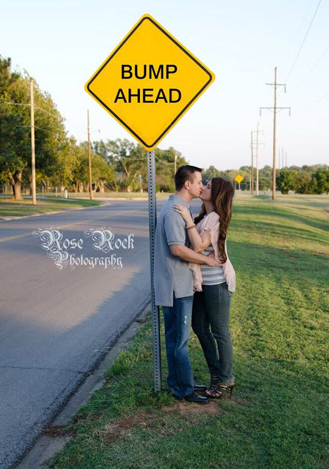 Bump ahead sign pregnancy announcement