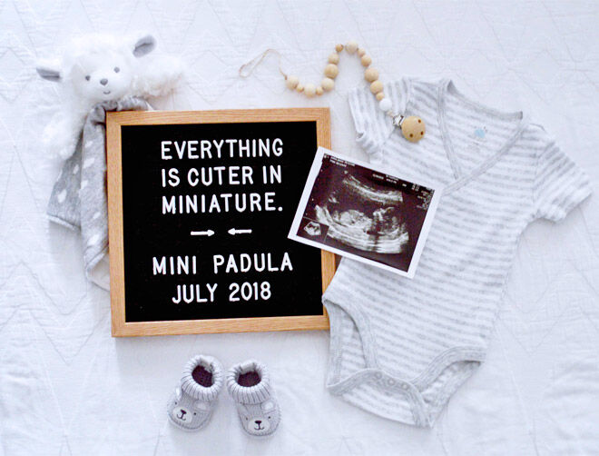 Letterboard pregnancy announcement