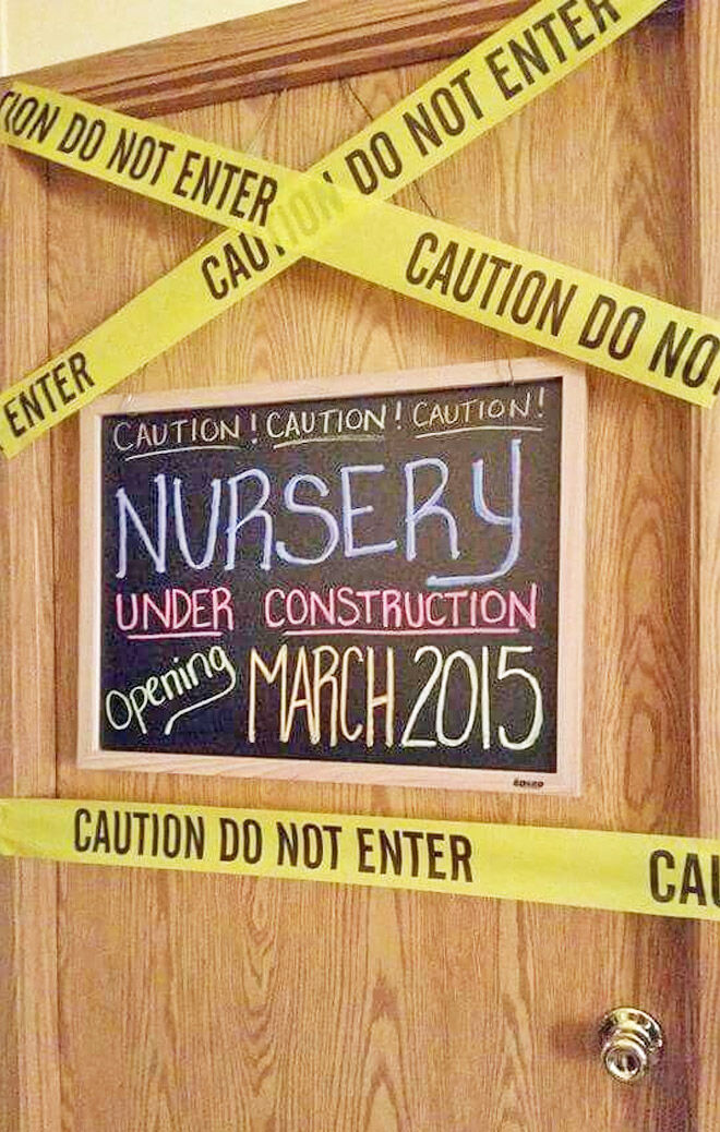 Nursery door pregnancy announcment