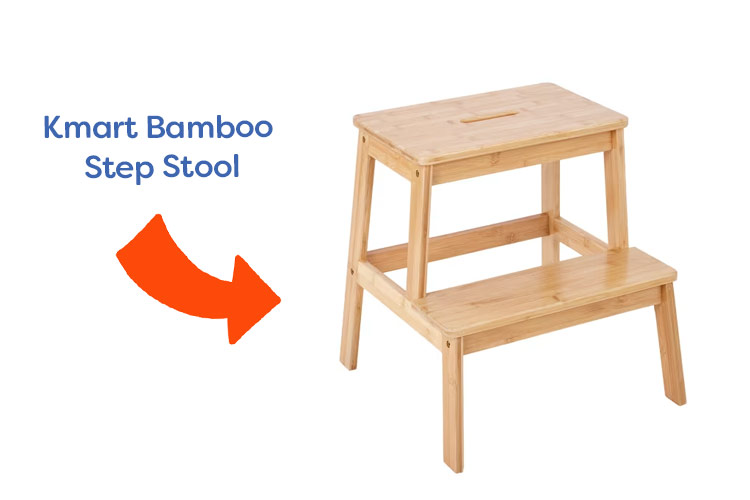 Kmart Bamboo Step Stool hack for toilet training