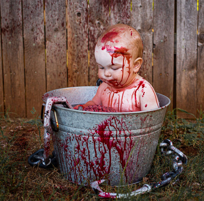 Zombie baby photo shoot Halloween