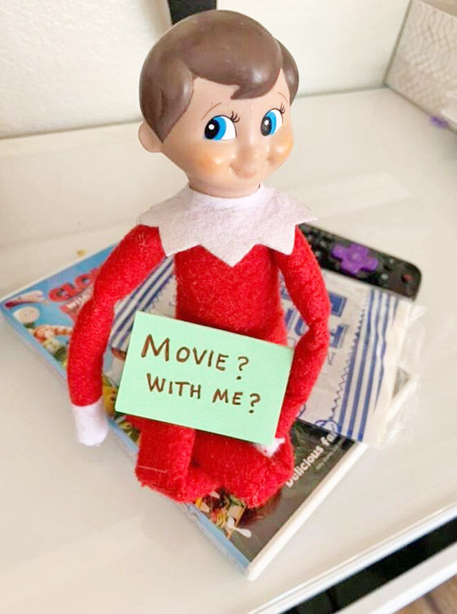 Easy Elf ideas watching a movie