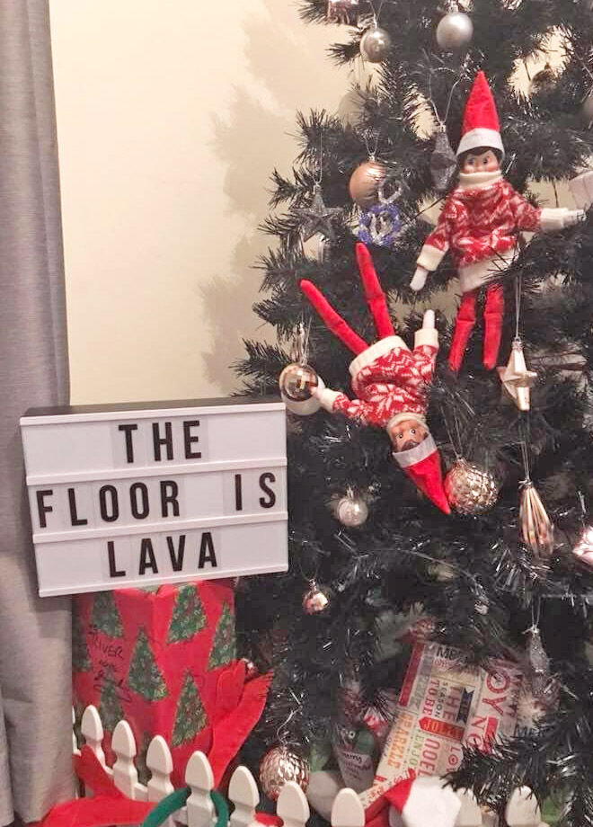Elf on the Shelf floor is lava