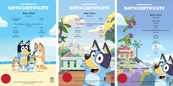 Bluey Birth Certificates