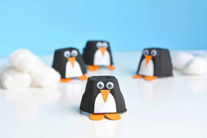 Egg carton penguins