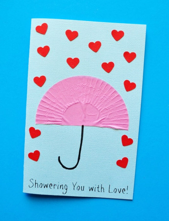 DIY Mother's Day card idea: showering hearts