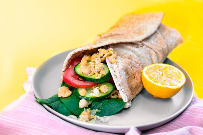 Smashed chickpea wrap