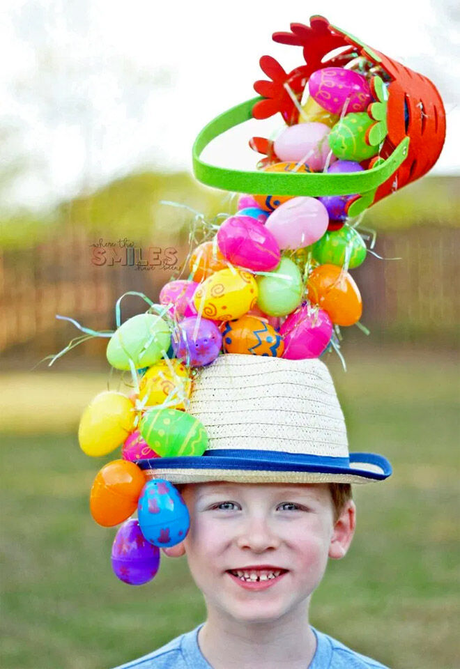 Plastic egg Easter bonnet