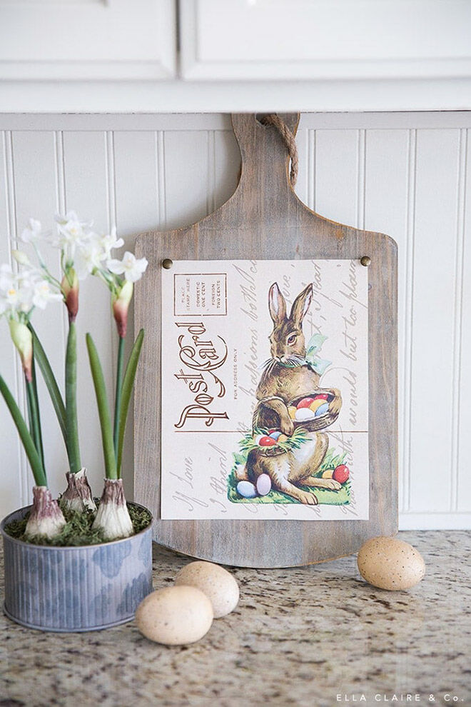 Printable Easter Bunny Postcard Art from Ella Claire & Co