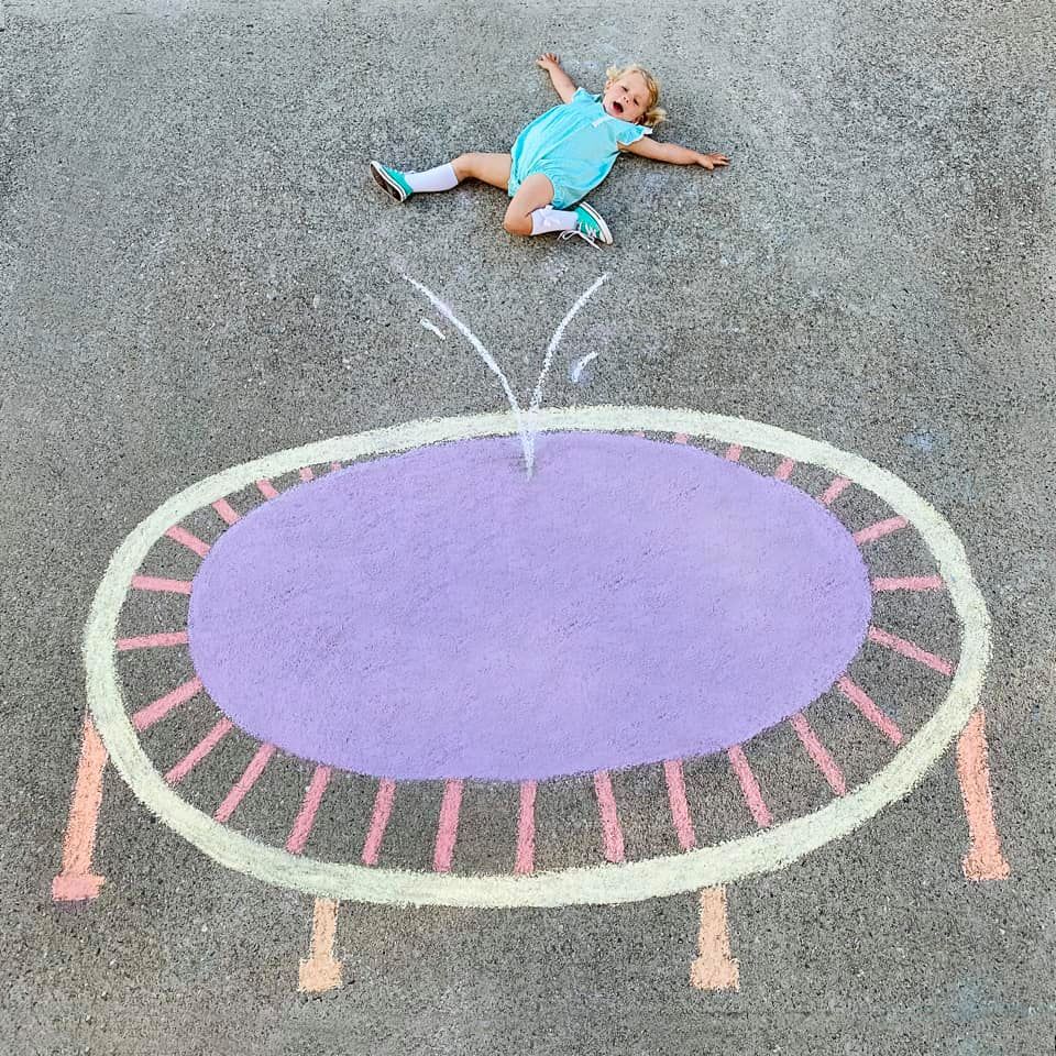 Abbey Burns Tucker side walk chalk art Trampoline