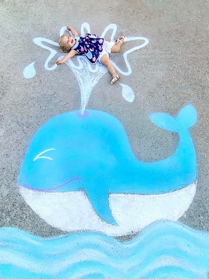 Abbey Burns Tucker side walk chalk art Whale