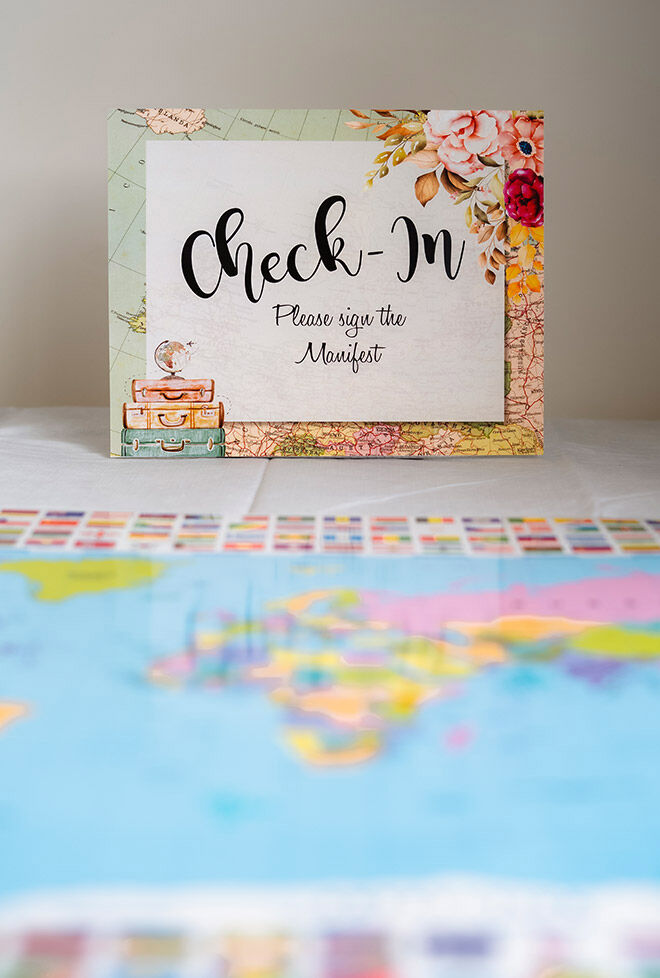 Baby shower travel themed guest book