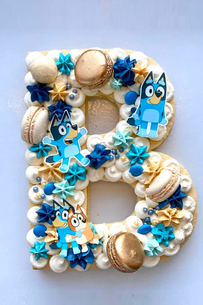 Letter b cake with Bluey theme