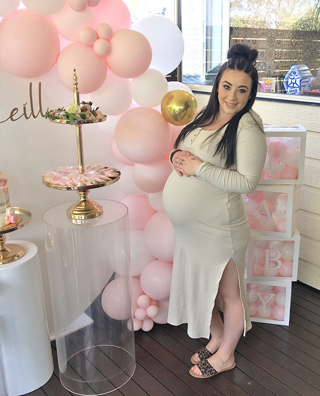 Baby shower pink and white theme