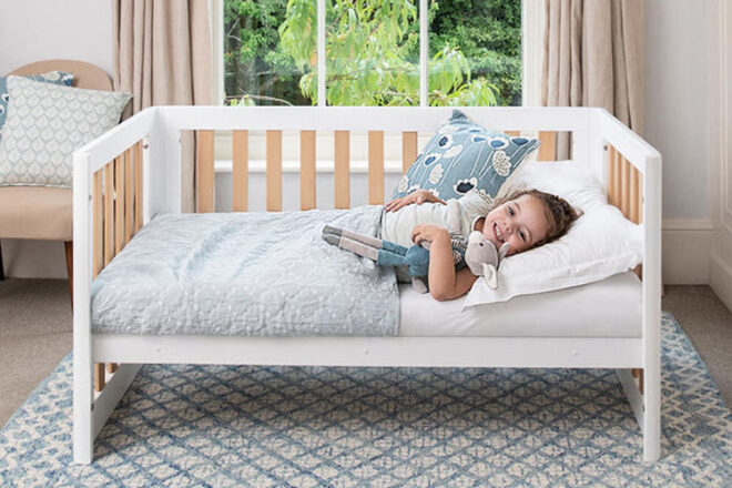 The Turin Baby Cot from Boori converted into a toddler bed