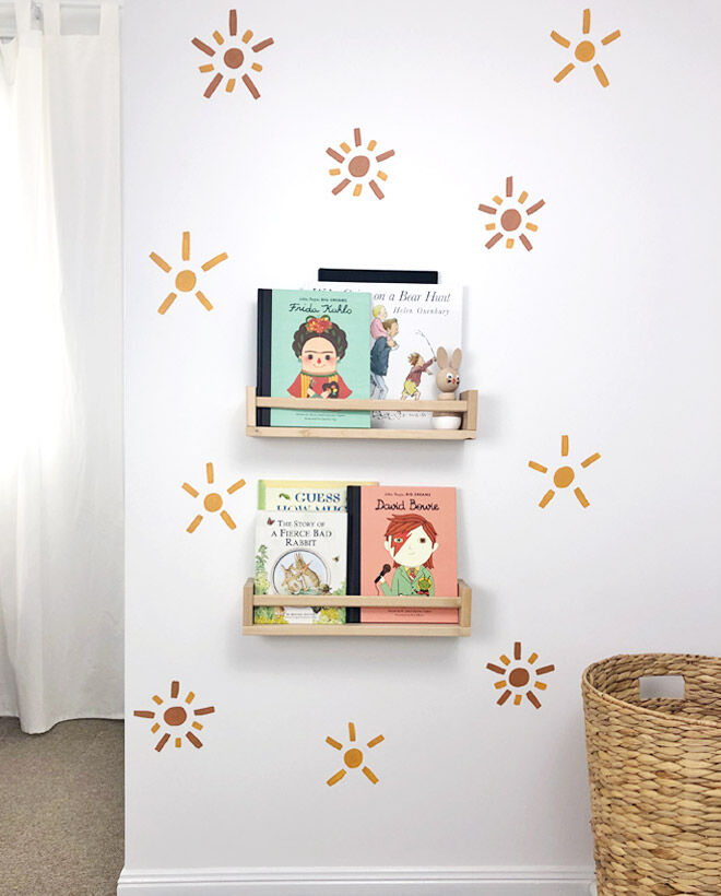 Bookshelves in boys nursery