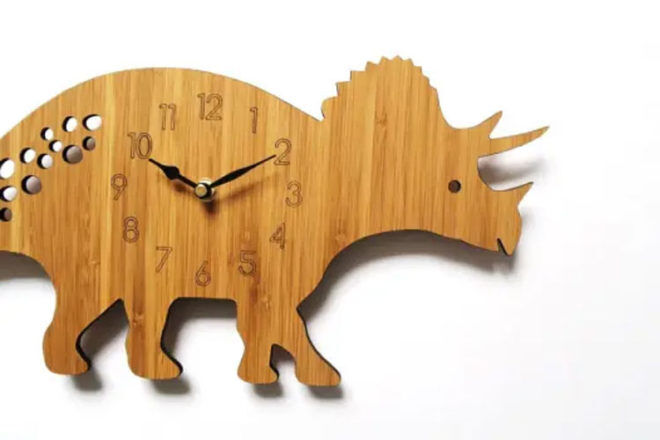 Personalised triceratops clock