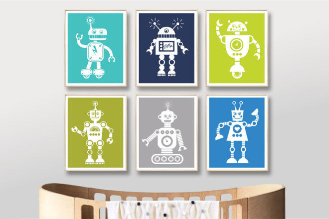 Best Robot Toys and Gifts: Joy Parade Co. Robot Wall Art