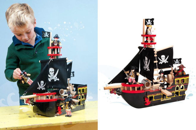 Best Gifts and Toys for 4 Year Olds: Le Toy Van Barbarossa Wooden Pirate Ship