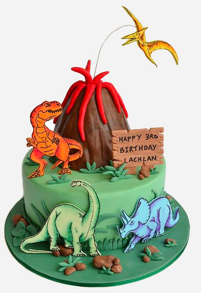 Easy dinosaur volcano cake