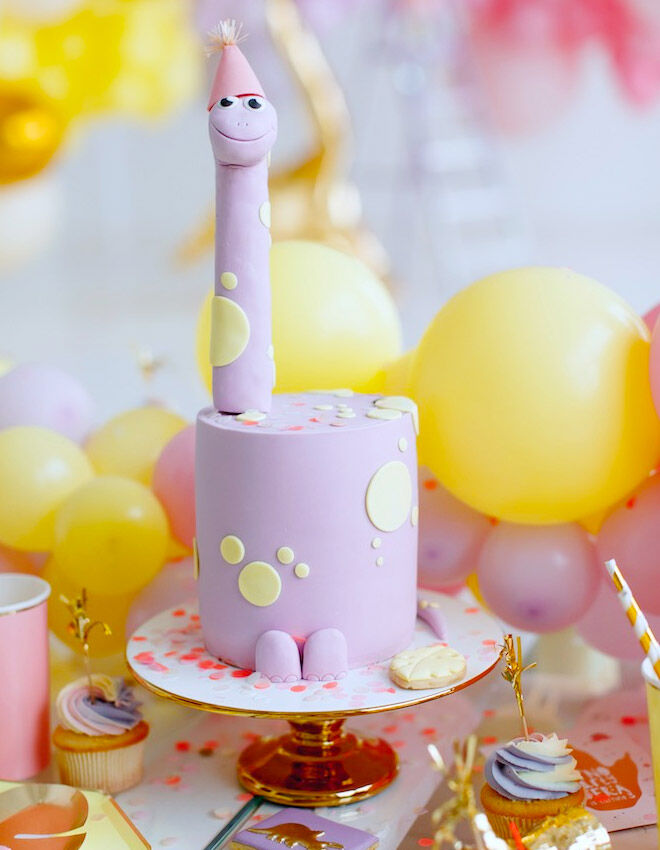 Pastel girl dinosaur cake