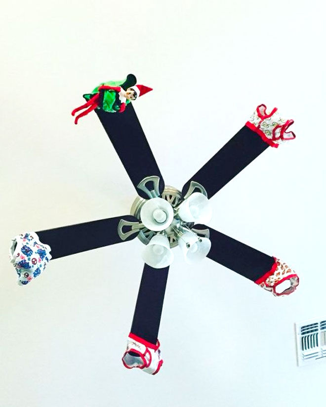 Elf on the Shelf ideas undies on fan
