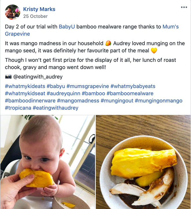 Kristy Marks toddler meals with babyU bamboo dinnerware