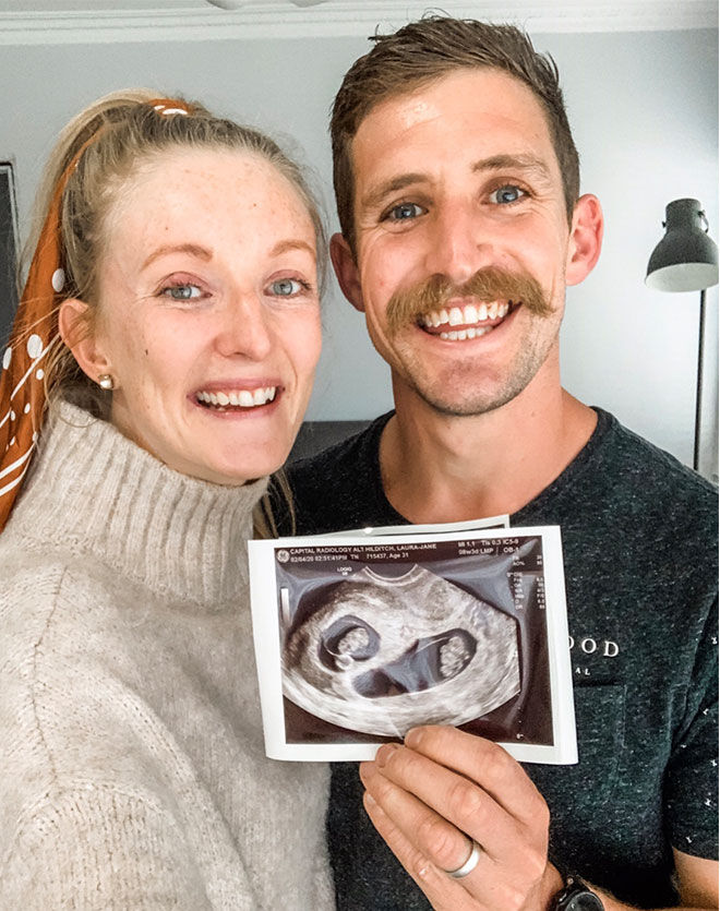 Twin ultrasound pregnancy announcement