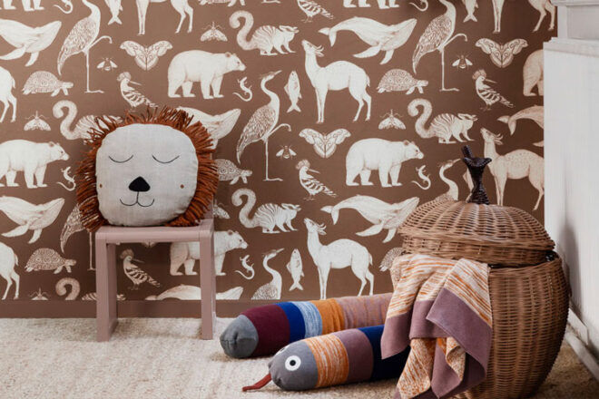 Ferm Living Katie Scott Animals Nursery Wallpaper