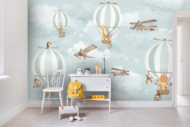 Jess Art Decoration 3D Hot Air Balloon Nursery Wallpaper