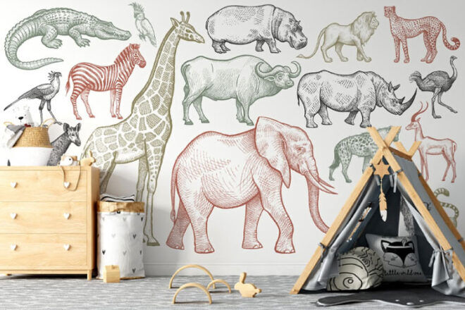 Natty and Polly African Animals Mural
