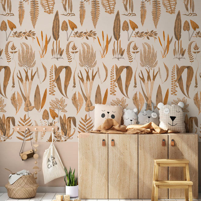 Thistle and Fox Fern Forest Nursery Wallpaper