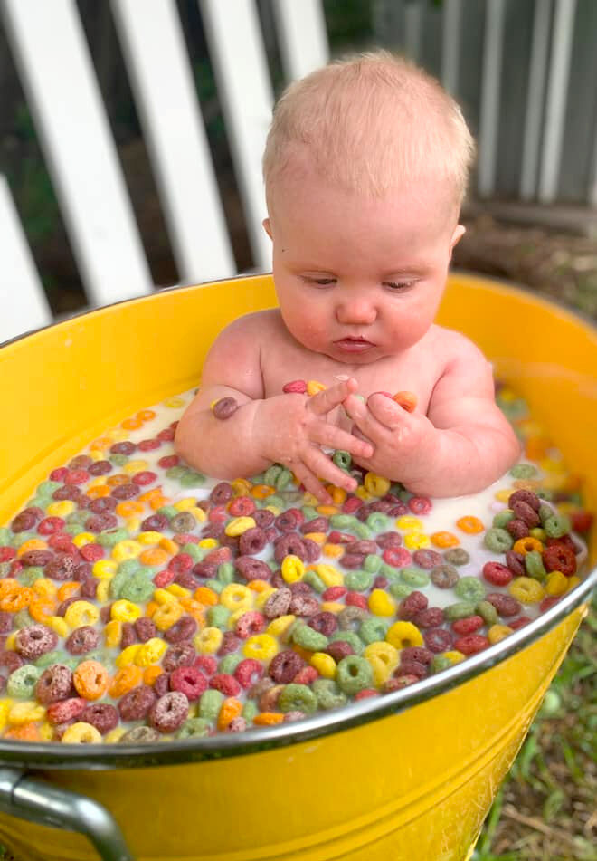 Cereal baby milk bath photo ideas