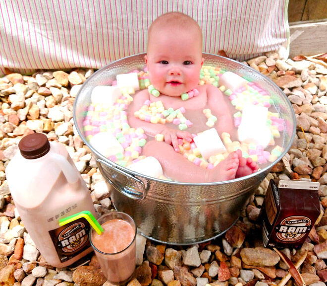 Chocolate milk baby milk bath photos