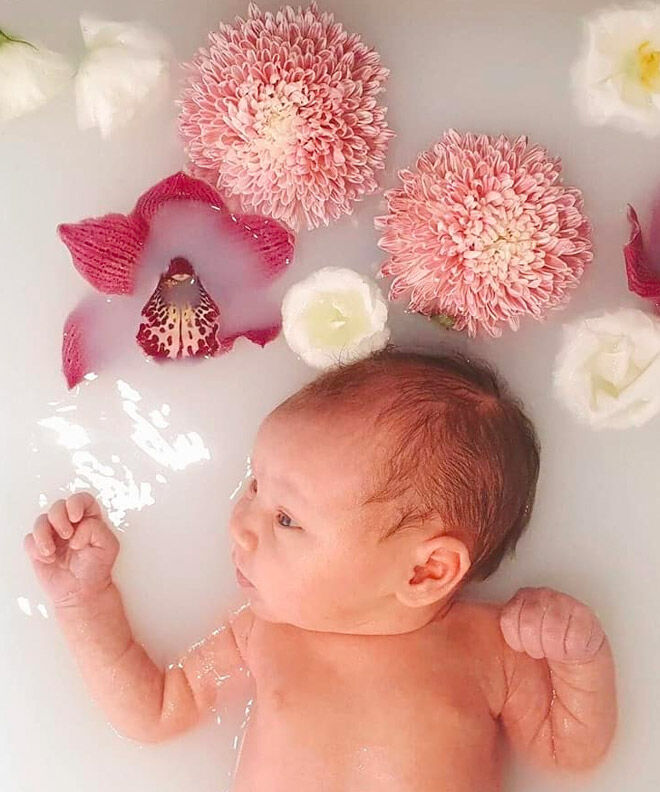 Baby milk bath photo ideas Ellie