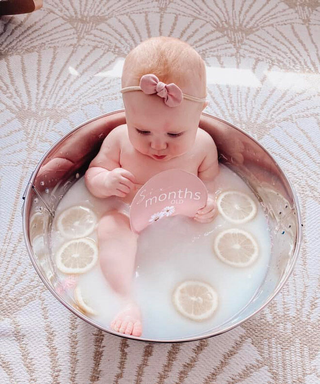 Baby milk bath photo shoot ideas