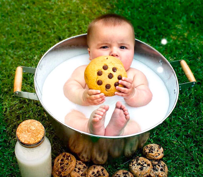 DIY cookies and milk baby bath photo