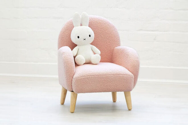 The Haven Teddy Boucle Kids Chair from Hip Kids in pink