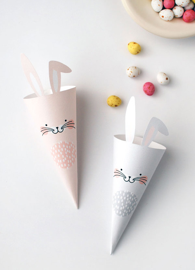 Easter Bunny Printable Cones via We Are Scout