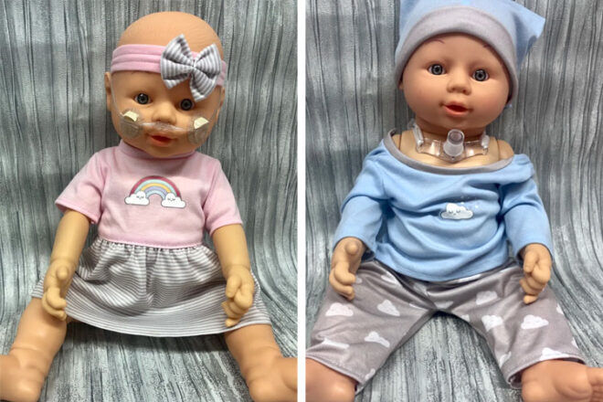Trachestomy oxygen tube dolls