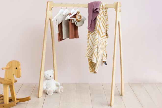 My Little Giggles Natural Timber Kids Clothes Rack