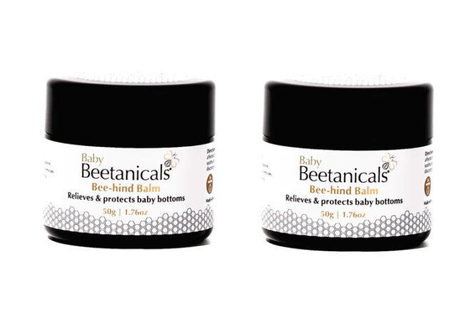 Baby Beetanicals Bee-Hind Balm showing front lable and new larger product jar size 50gms