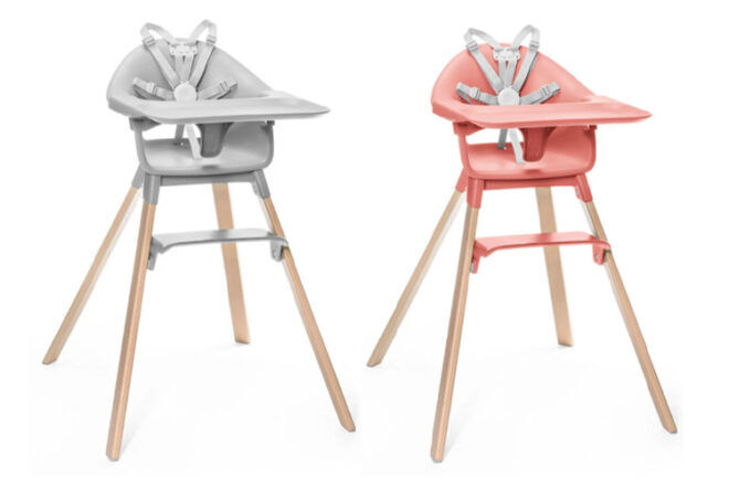 Stokke Clikk Clakk High chair feeding and sitting at the table to eat