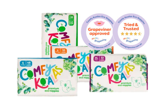 Four packets of different sized Comfy Koala Eco Nappies