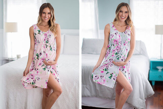 3 in 1 Nursing Dress Maternity Nightgown Labor/Delivery Breastfeeding Birthing  Gown with Button | Fruugo UK