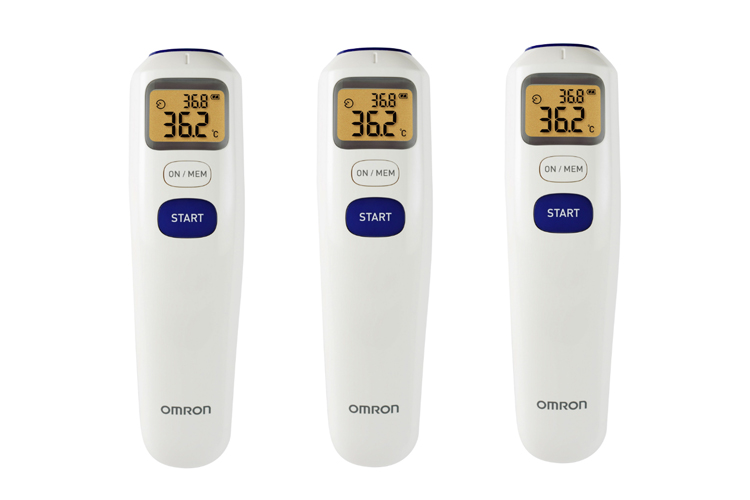 Omron MC720 Thermometer showing the front view with the LED digital display 