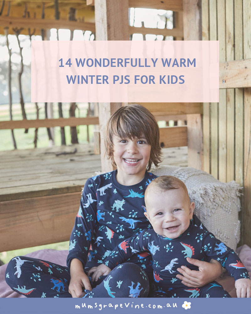A boy and his baby brother wearing Milky Boys' pyjamas showing that matching sets are available for all the kids. 