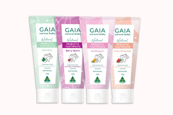 GAIA probiotic toothpaste flavours