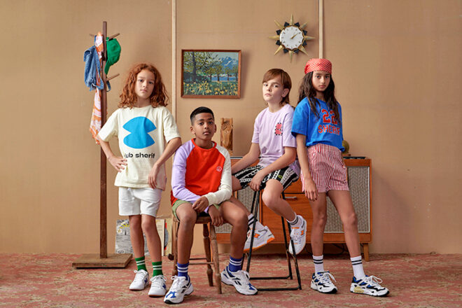Four kids wearing SHERIF kids clothing collection