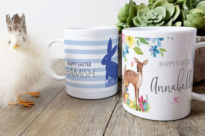Spatz personalised Easter mugs